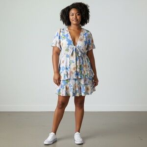 Forever 21 Blue Floral Wrap Dress